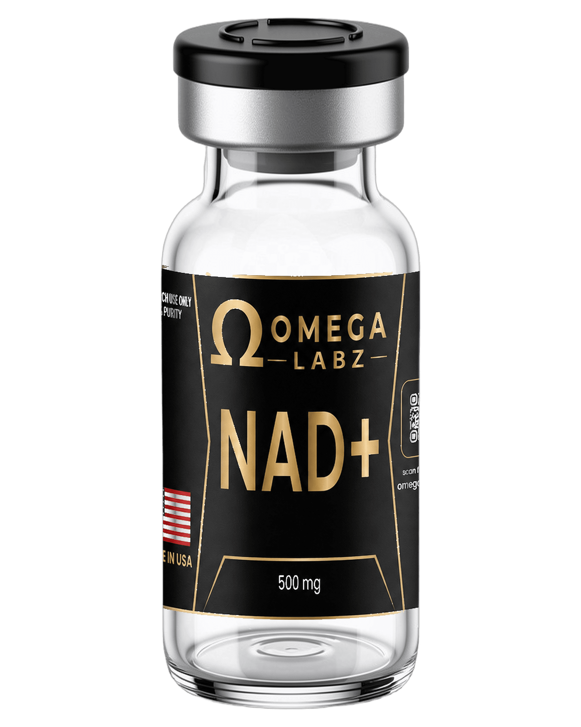 NAD⁺ (500 mg) OmegaLabz research bottle