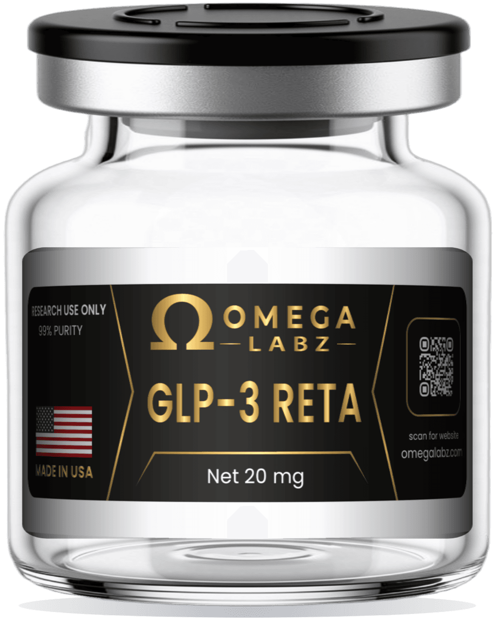 GLP-1 RETA (20 mg) OmegaLabz research bottle