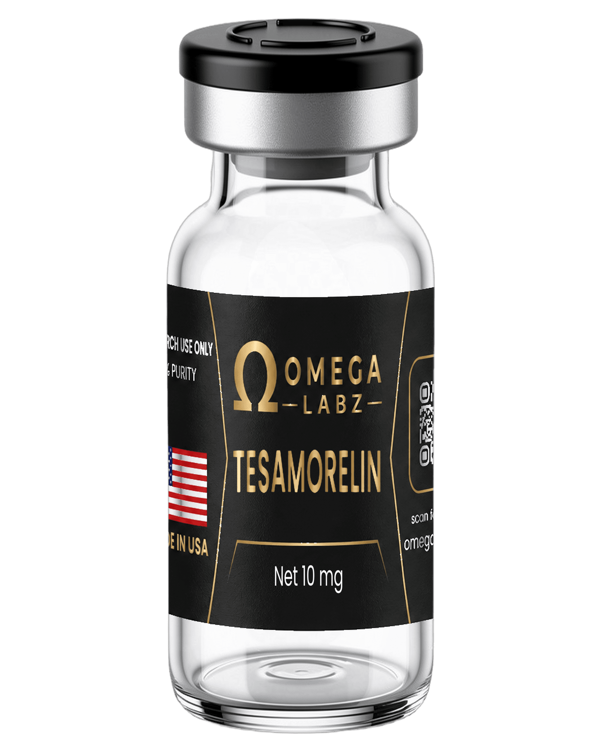 Tesamorelin (10 mg) OmegaLabz research bottle